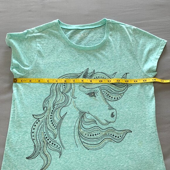 Crazy 8 Children's Place Grils T-shirts Blue Green Size 14 Unicorn Short Sleeves - Picture 13 of 16